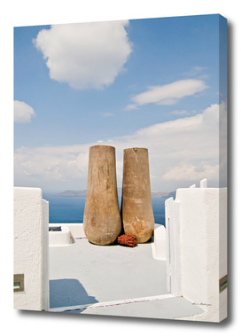 Two big pots on Santorini island
