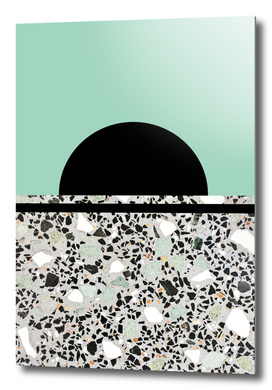 Abstract Concrete and Marble Terrazzo Stone Pastel Green