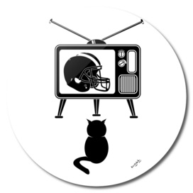 Black Cat Watching TV