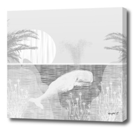 Tropical Black and White Vintage Whale Design