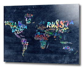 world map typography watercolor
