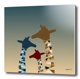 Abstract Colored Giraffe Family