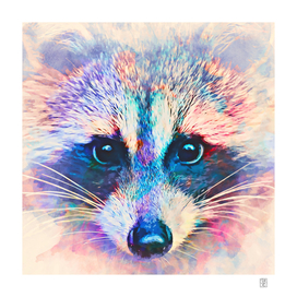 Cute raccoon in watercolor