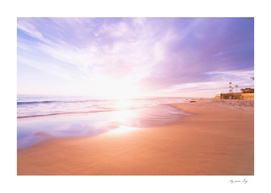 Sunset Beach Scene, Summertime, Pastel Sky