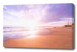 Sunset Beach Scene, Summertime, Pastel Sky