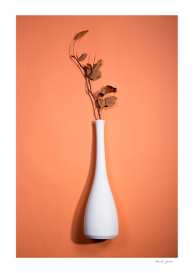Still Life with Vase and white twig with leaves