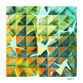 Abstract Geometric Tropical Banana Leaves Pattern