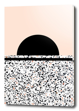Abstract Terrazzo Stone Pattern Black and Orange Peach