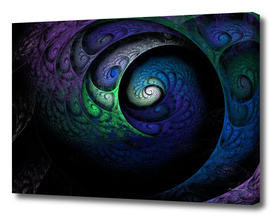 Multicolored spiral fractal picture on the dark