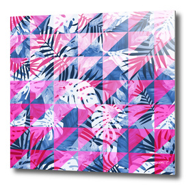Abstract Hot Pink Geometric Tropical Design