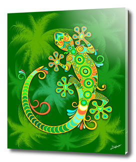 Gecko Lizard Colorful Tattoo Style