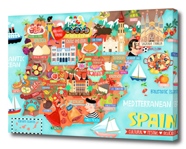 Spain Map Illustration Wall Art