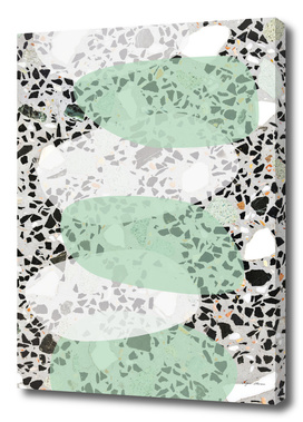 Terrazzo Abstract Design Mint Green & White