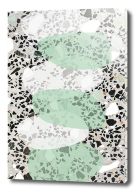 Terrazzo Abstract Design Mint Green & White