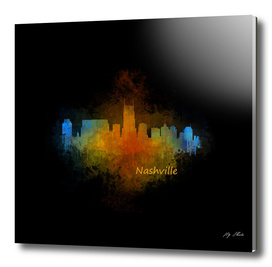 Dark Nashville City Skyline Tennessee watercolor V4