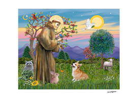Saint Francis Blesses a Welsh Corgi
