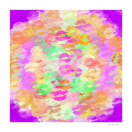 sexy kiss lipstick abstract pattern in pink orange yellow