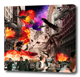Cat Attack New York City Explosions Run Away Invader