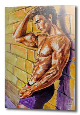Abstract male is standing by wall Oil Painting on canvas