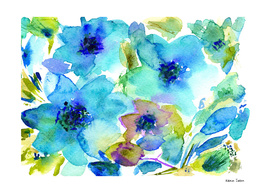 Bloom in blue #2 || watercolor