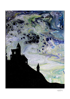Castle Silhouette Fluid Painting
