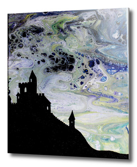 Castle Silhouette Fluid Painting