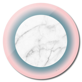 White Marble Circle Blush Millenial Pink Blue Gradien