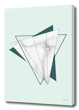 Abstract Geometric Triangle White Marble Mint Green