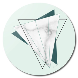Abstract Geometric Triangle White Marble Mint Green