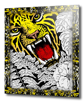 Wild Tiger Roar Doodle Art