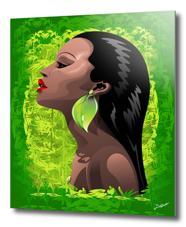 Woman African Beauty and Bamboo
