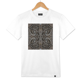 Curves & lotuses, arabesque in charcoal black and taupe