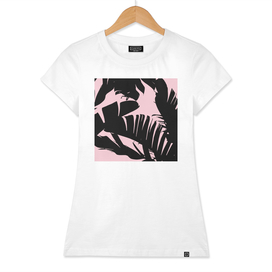 Unique Black and Pink Tropical Banana Leaves Pattern