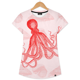 Octopus SeaShells Salmon Color Design