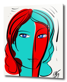 Turquoise Red Pop Girl