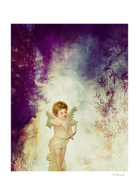 VINTAGE AMOR IN PURPLE ABSTRACT FOREST
