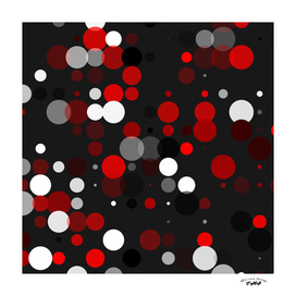 Black red white and gray polka dot