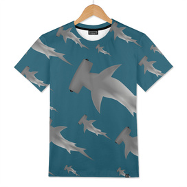 School of hammerhead sharks