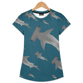 School of hammerhead sharks