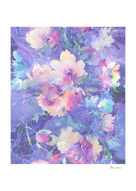 Colorful watercolors flowers pattern