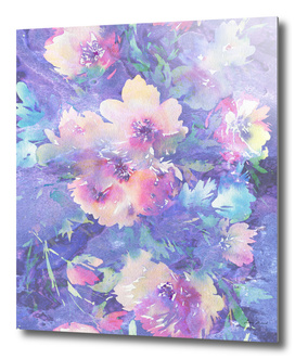 Colorful watercolors flowers pattern