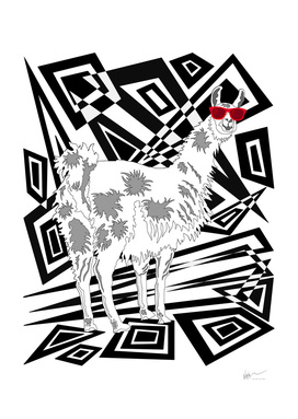 Llama In Red Sunglasses Abstract