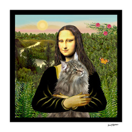 Mona Lisa and her Norwegian Forest Cat