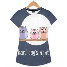 Hard day's night illustration with owls