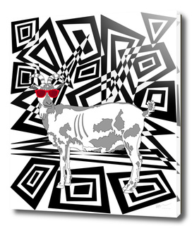 Goat In Red Sunglasses Abstract