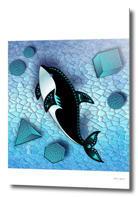ORCA WHALE  ON ABSTRACT SEA
