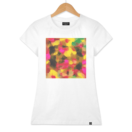 psychedelic geometric polygon abstract in pink yellow green