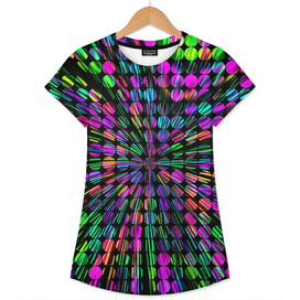 geometric circle abstract pattern in pink blue green black