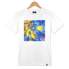 geometric psychedelic splash abstract pattern in blue yellow