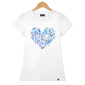 blue heart shape abstract with white abstract background